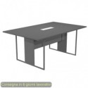 Tavolo riunioni con top access bianco 180x110xH.74,4 cm strut. met. antracite Blade Artexport piano antracite