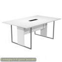 Tavolo riunioni con top access nero 180x110xH.74,4 cm strut. met. antracite Blade Artexport piano bianco