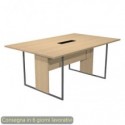 Tavolo riunioni con top access nero 180x110xH.74,4 cm strut. met. antracite Blade Artexport piano rovere