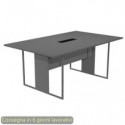 Tavolo riunioni con top access nero 180x110xH.74,4 cm strut. met. antracite Blade Artexport piano antracite