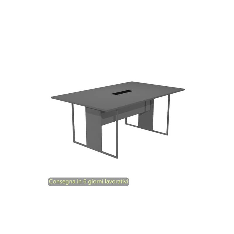 Tavolo riunioni con top access nero 180x110xH.74,4 cm strut. met. antracite Blade Artexport piano antracite