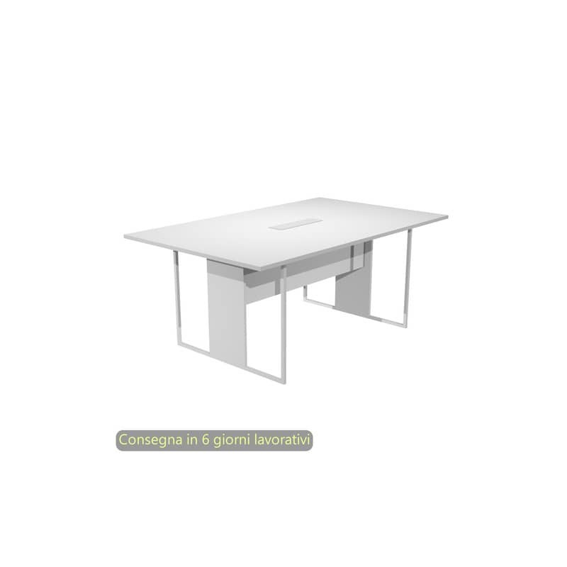 Tavolo riunioni con top access bianco 180x110xH.74,4 cm strut. metallo bianco Blade Artexport piano bianco