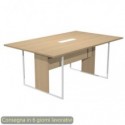 Tavolo riunioni con top access bianco 180x110xH.74,4 cm strut. metallo bianco Blade Artexport piano rovere