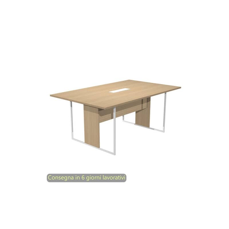 Tavolo riunioni con top access bianco 180x110xH.74,4 cm strut. metallo bianco Blade Artexport piano rovere