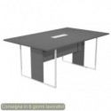 Tavolo riunioni con top access bianco 180x110xH.74,4 cm strut. metallo bianco Blade Artexport piano antracite