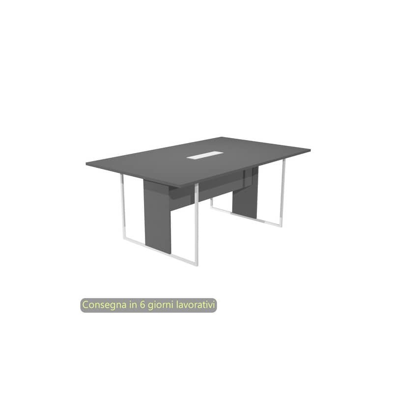 Tavolo riunioni con top access bianco 180x110xH.74,4 cm strut. metallo bianco Blade Artexport piano antracite