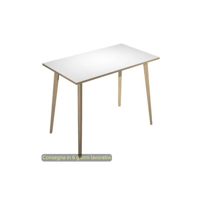 Tavolo alto Woody 140x80xH.105 cm con gambe rovere Artexport piano bianco 6402-DKC-3C-AQ