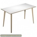 Tavolo alto Woody 180x80xH.105 cm con gambe rovere Artexport piano bianco 6405-DKC-3C-AQ