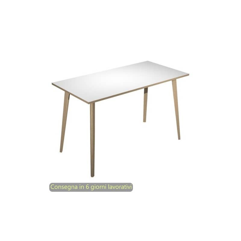 Tavolo alto Woody 180x80xH.105 cm con gambe rovere Artexport piano bianco 6405-DKC-3C-AQ