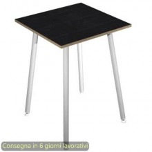 Tavolo alto Skinny Metal 80x80xH.105 cm con gambe met. bianche Artexport piano nero - 6401-DJC-8C-AN