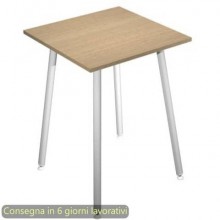 Tavolo alto Skinny Metal 80x80xH.105 cm con gambe met. bianche Artexport piano rovere - 6401-DJC-C-AN