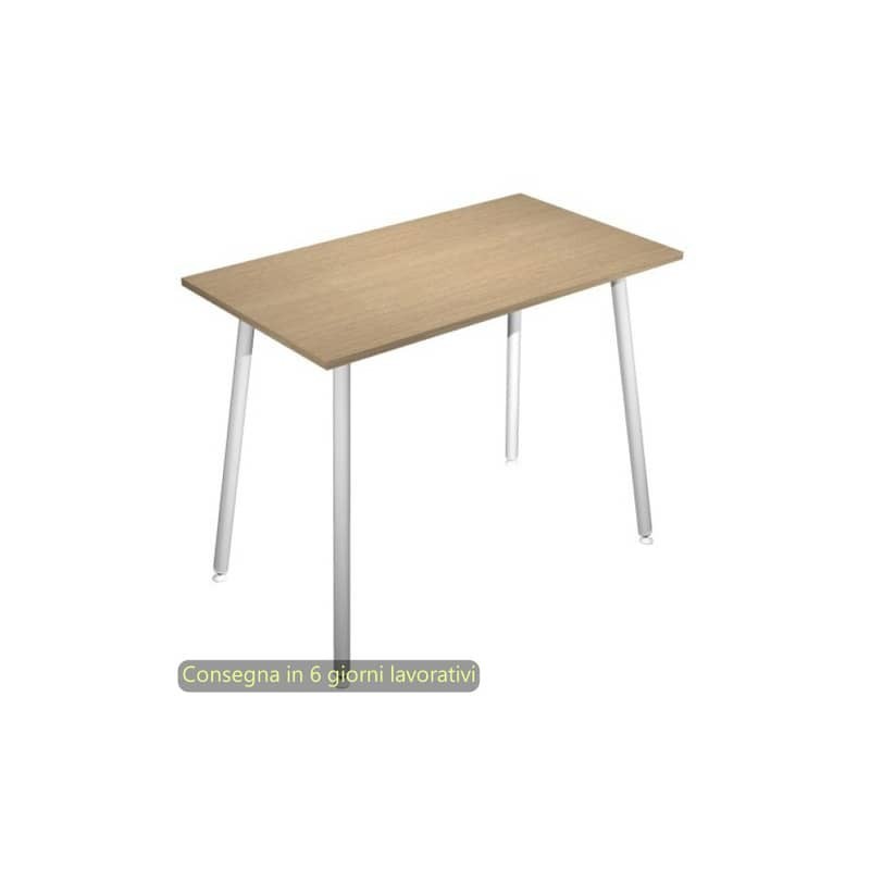 Tavolo alto Skinny Metal 140x80xH.105 cm con gambe met. bianche Artexport piano rovere - 6402-DJC-C-AN