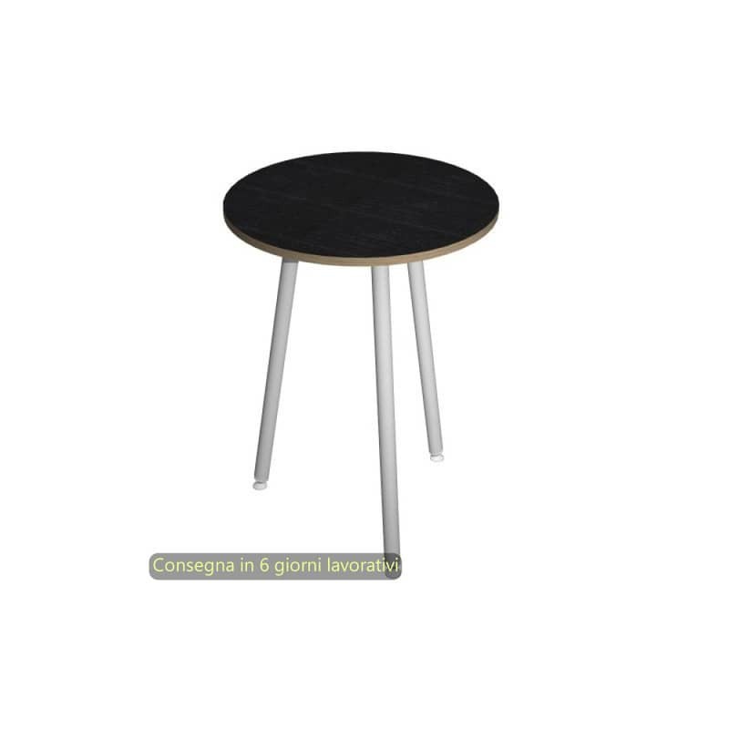 Tavolo rotondo Skinny Metal ø80xH.74,4 cm con gambe met. bianche Artexport piano nero - 6408-DJD-8C-AN