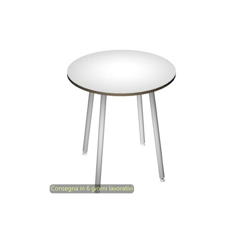 Tavolo rotondo Skinny Metal ø100xH.74,4 cm con gambe met. bianche Artexport piano bianco - 6410-DJD-3C-AN