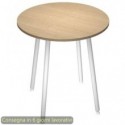 Tavolo rotondo Skinny Metal ø100xH.74,4 cm con gambe met. bianche Artexport piano rovere - 6410-DJD-C-AN
