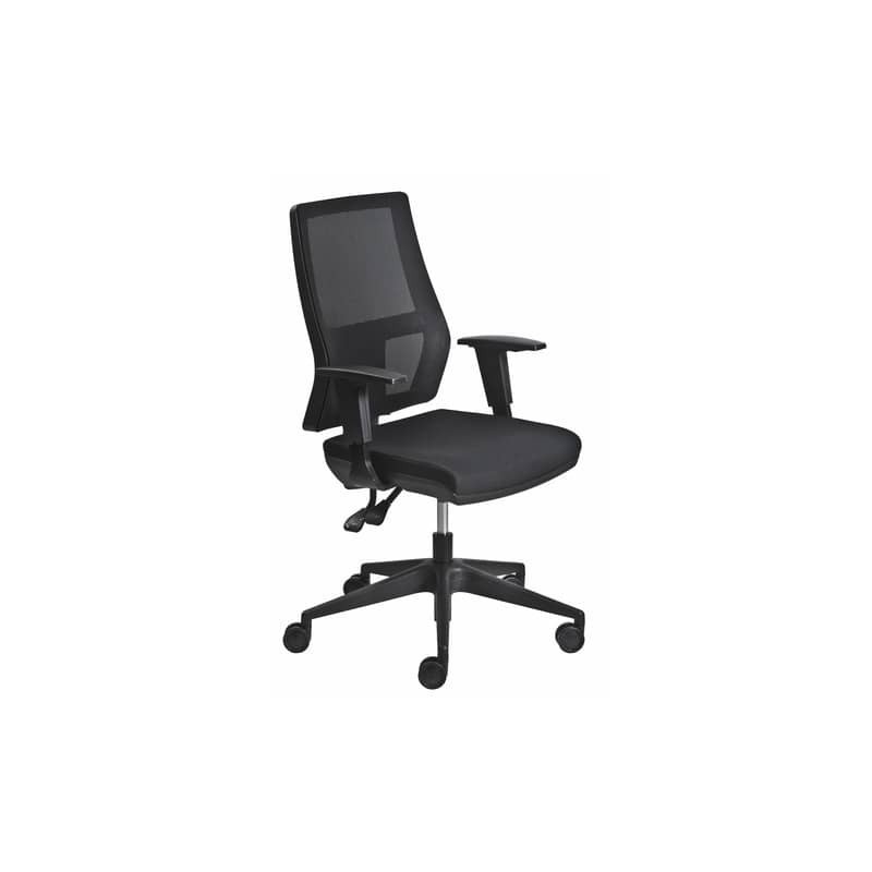 Poltrona semi-direzionale Seditaly Unica Back-system tessuto ignifugo nero - braccioli regolabili - UCG0C4SEGB1R1