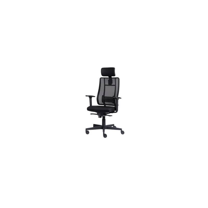 Poltrona semi-direzionale Liberty Syncro Seditaly tessuto ignifugo con poggiatesta nero - LTGPS1TEGB1R1