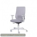 Poltrona semi-direzionale Liberty Syncro Seditaly scocca bianca tessuto ignifugo grigio chiaro - L2G0S1TDGDM04