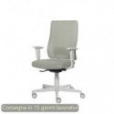 Poltrona semi-direzionale Liberty Syncro Seditaly scocca bianca tessuto ignifugo écru - L2G0S1TDGDM24