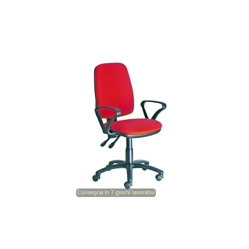 Seduta operativa Ariel Back-system in tessuto ignifugo Seditaly con braccioli fissi rosso - ARGMC4C0BB411