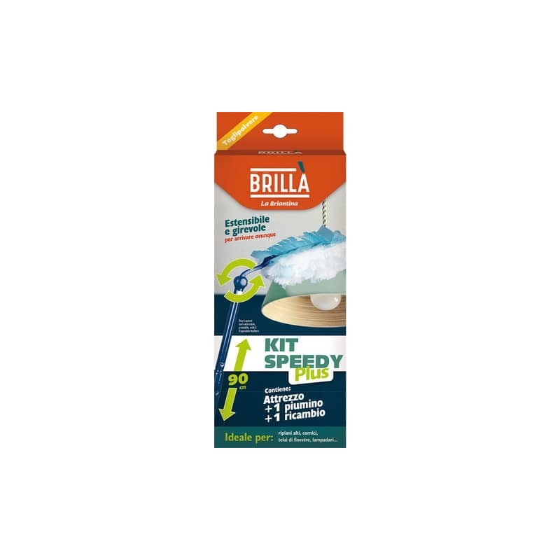 Catturapolvere con manico allungabile Speedy Plus Brillà 1 manico + 2 piumini ATT02714A