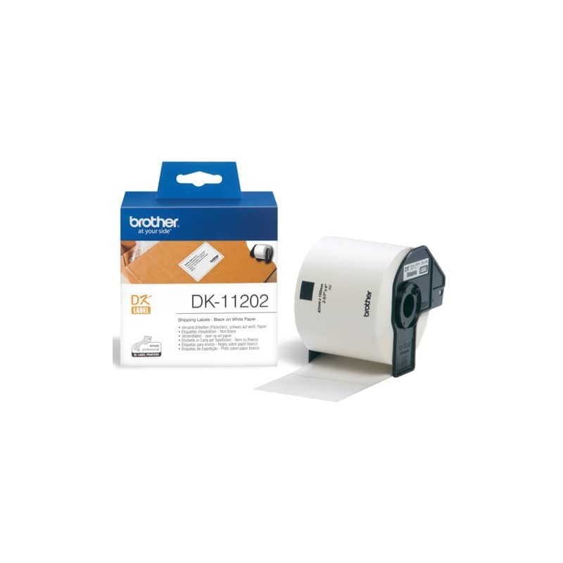 Rotolo da 300 etichette adesive in carta 62 x 100 mm Brother nero/bianco DK11202