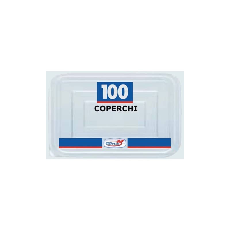 Coperchi trasparenti polistirene C/11 conf. 100 pz Dopla 126x97 mm 28067