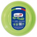 Piatti fondi verde acido in polistirene h.32 mm conf. 25 pz Dopla Reusable Ø 205 mm - 11844