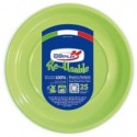 Piatti piani verde acido in polistirene h.19 mm conf. 25 pz Dopla Reusable Ø 220 mm - 11843