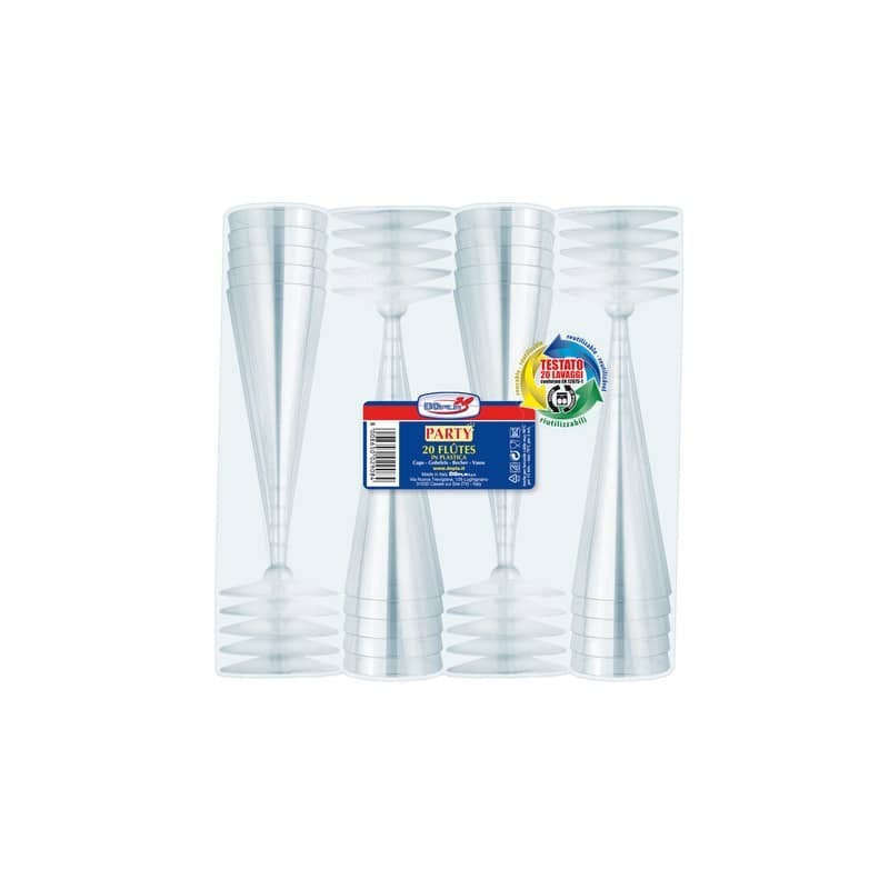 Bicchieri flutes in PS Diamant trasparente Dopla Reusable 120 ml - conf. 20 pz - 22069