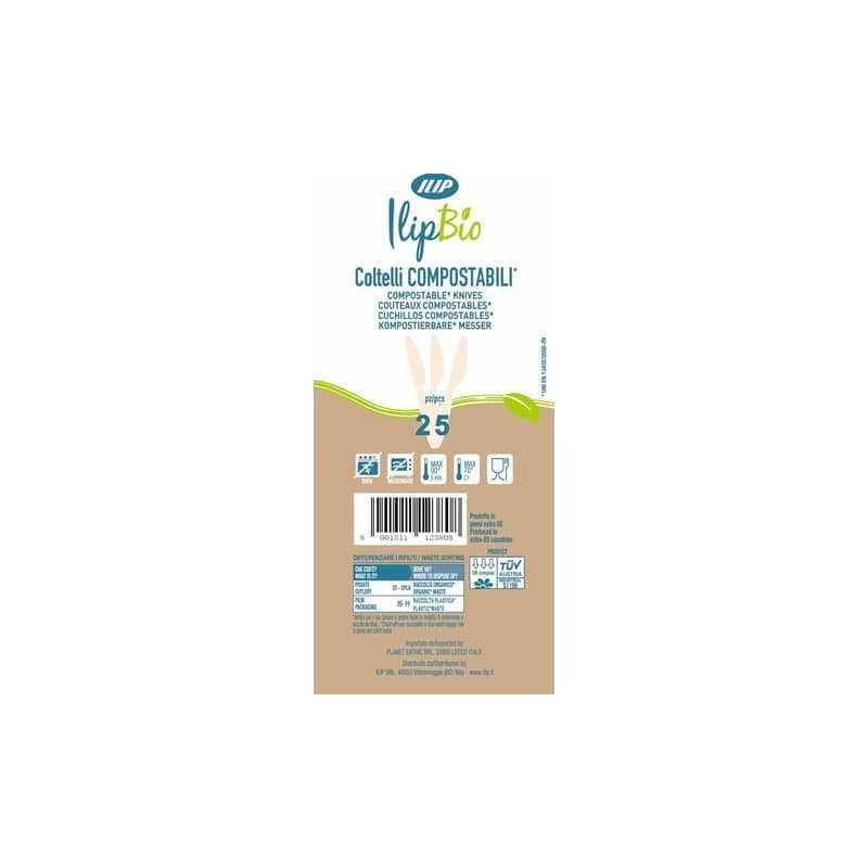 Coltelli in PLA BIO 3,5 g - 160 mm IlipBio bianchi- conf. 25 pezzi - 81000 (Conf.3)