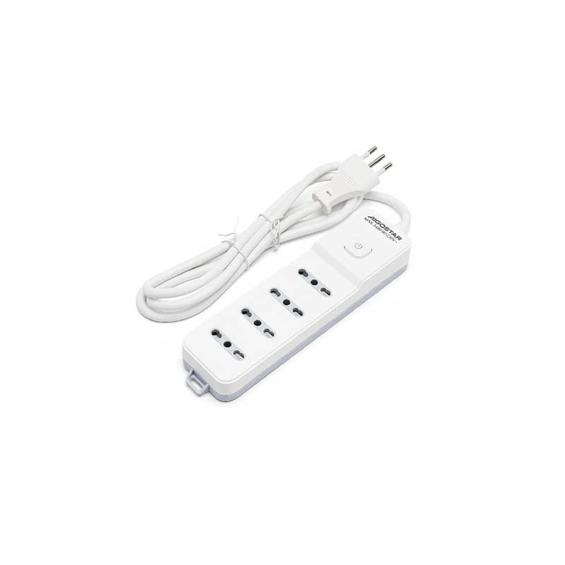 Multipresa bassa a 4 vie P17/P11 con interruttore 16A - cavo 1,5 m Aigostar bianco e grigio - 281489