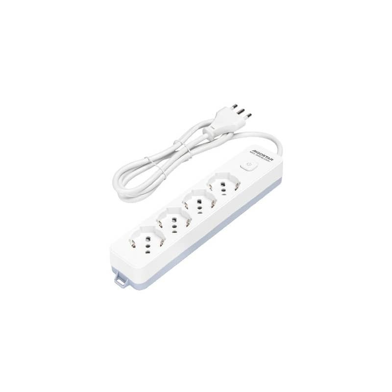 Multipresa con interruttore 16A - cavo 1,5 m - bianco e grigio Aigostar a 4 vie P40 - 281755