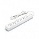 Multipresa con interruttore 16A - cavo 1,5 m - bianco e grigio Aigostar a 6 vie P40 - 281816