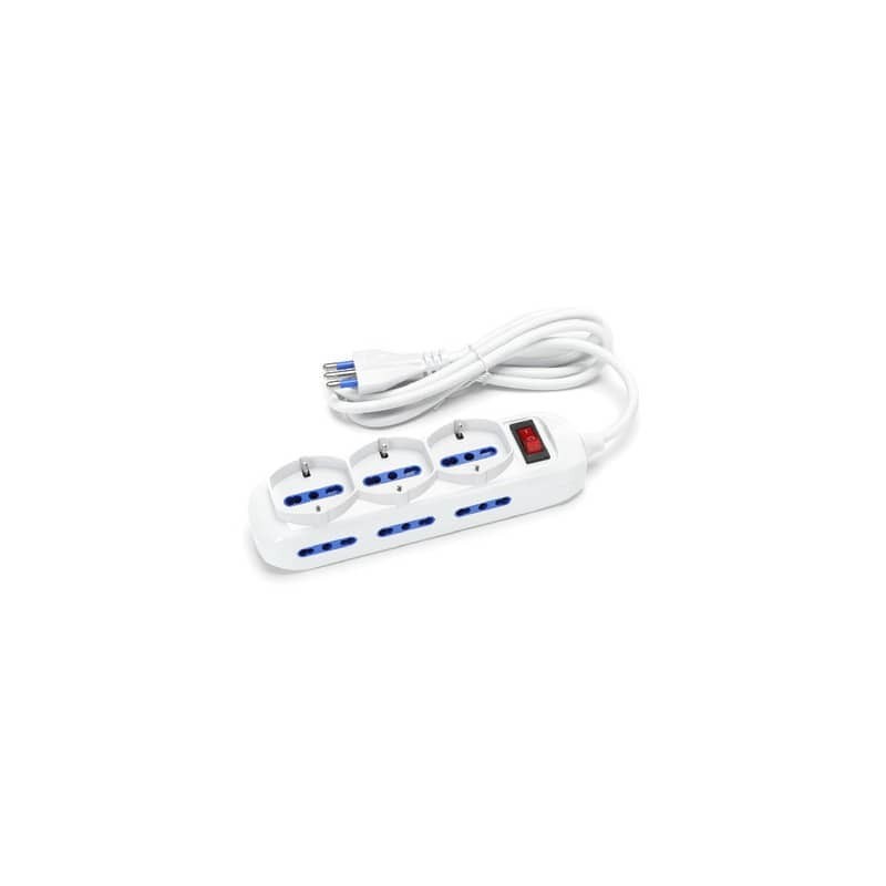 Multipresa con interruttore 16A - cavo 1,5 m - bianco Aigostar a 9 vie (P40 e P17/11) - 218294