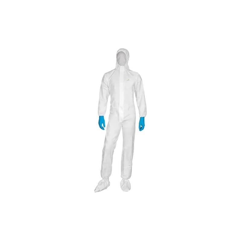 Tute da lavoro DELTA PLUS con cappuccio elasticizzata monouso - chiusura con zip PPL bianco - M - DT115TM