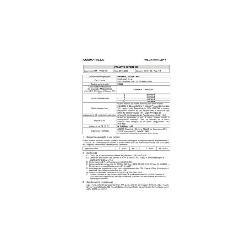 Guanti monouso in nitrile Icoguanti Palmpro Expert 665 per uso medicale taglia S - DPI Cat. III - conf. 100 pz