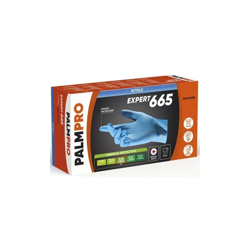 Guanti monouso in nitrile Icoguanti Palmpro Expert 665 per uso medicale taglia L - DPI Cat. III - conf. 100 pz