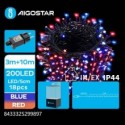 Catena luminosa per interni ed esterni a basso voltaggio Aigostar luce rossa e blu 10 m 200 led - 299897