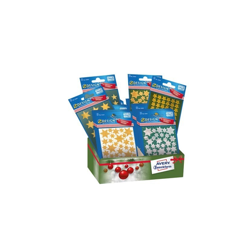 Stickers adesivi decorativi Natale conf. da 60 bustine Avery mini stelle 52937