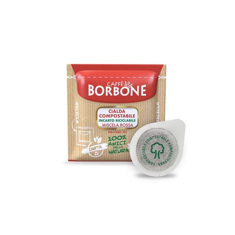 Caffè in cialda compostabile ESE 44 mm qualità Rossa Caffe Borbone - conf. da 100 pz - 44BRED100N