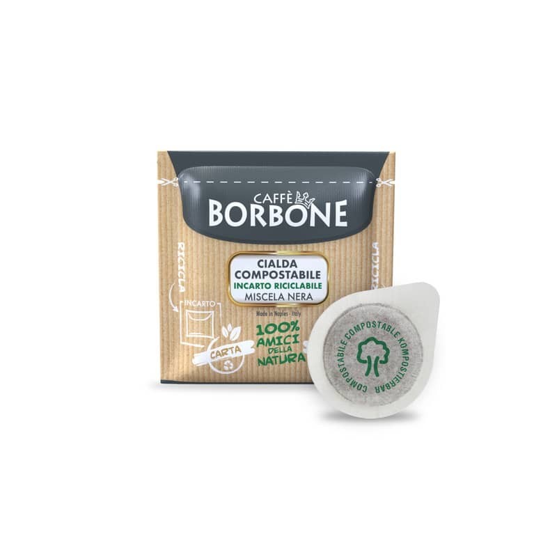 Caffè in cialda compostabile ESE 44 mm qualità Nera Caffe Borbone - conf. da 100 pz - 44BNERA100N