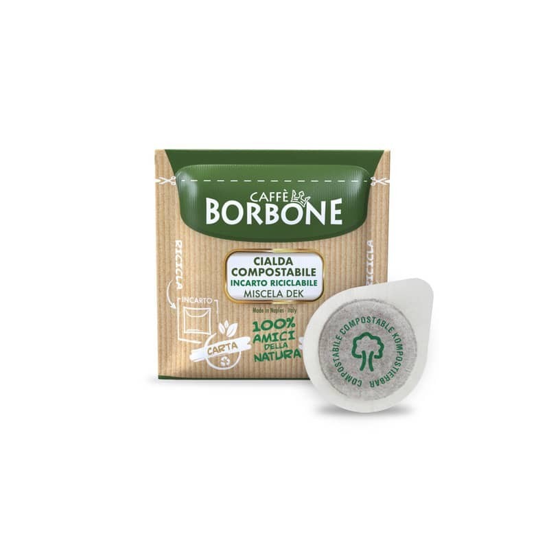 Caffè in cialda compostabile ESE 44 mm qualità Dek Caffe Borbone - conf. da 100 pz - 44BDEK100N