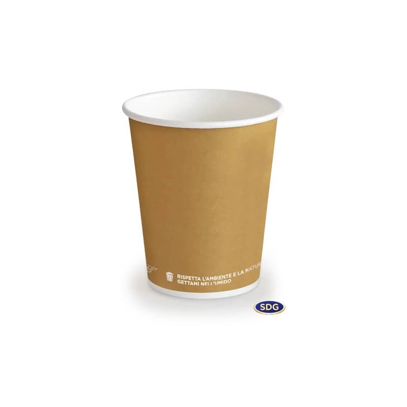 Bicchiere 8oz (240ml) Avana in cartoncino Bio Scatolificio del Garda Avana - Conf. 50 pezzi - 317-65-S