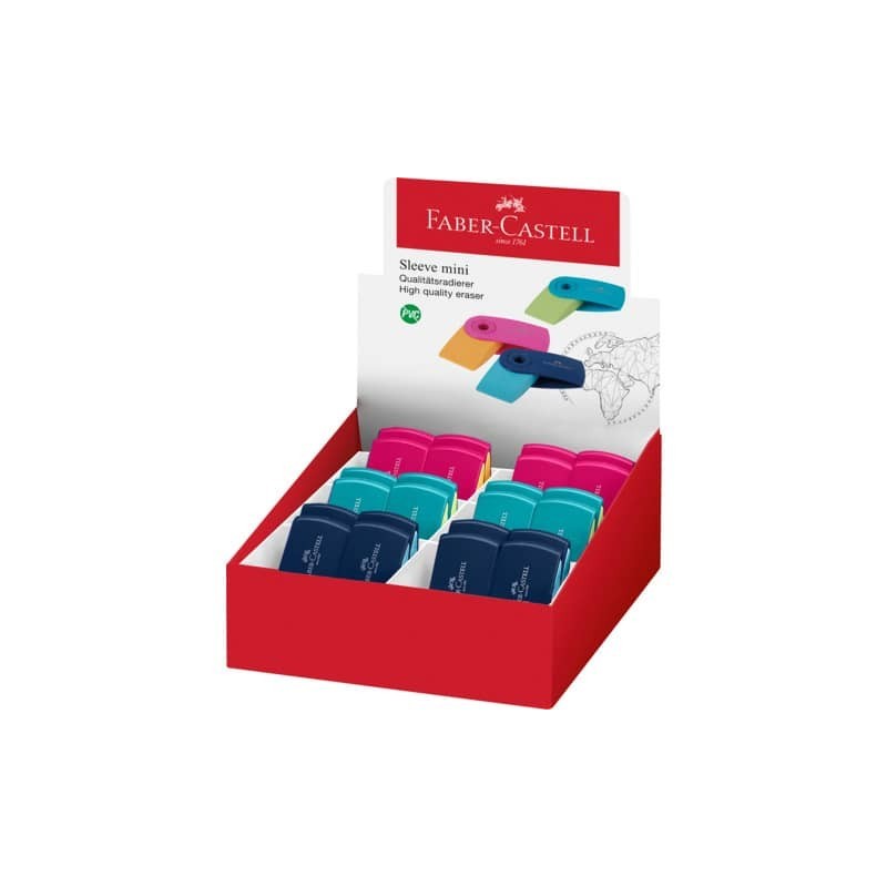 Gomma Faber Castell mini Sleeve 3 colori assortiti pastello - 182445 (Conf.24)