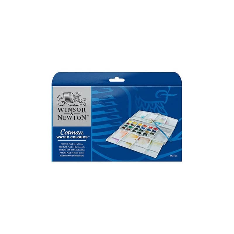 Acquerello tascabile Winson&Newton Cotman 24 mezzi godet assortiti - 0390376