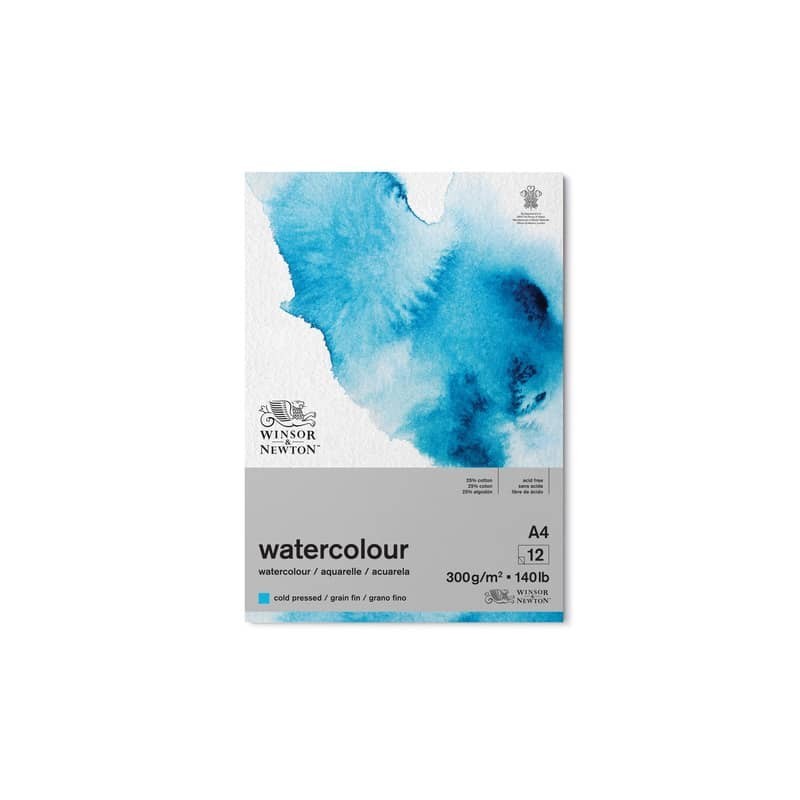 Blocco collato di carta per acquerello Winsor&Newton formato A4 300 gr - 12 fogli - 6667006