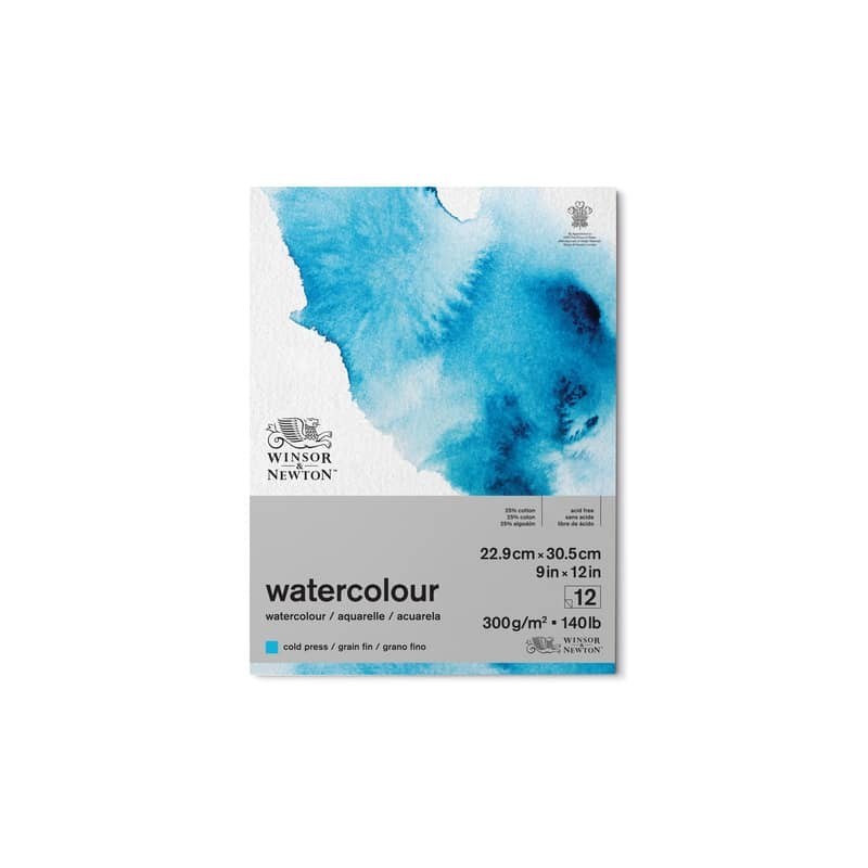 Blocco collato di carta per acquerello Winsor&Newton formato A4 300 gr - 12 fogli  - 6667002