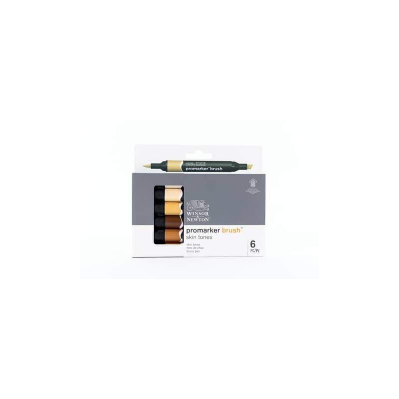 Pennarelli Winsor&Newton Promarker Brush doppia punta scalpello-pennello - conf. 6 pz colori assortiti carne - 0290127