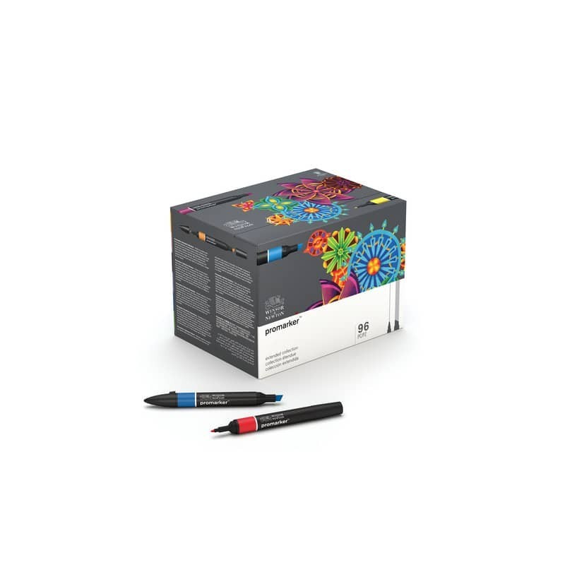 Pennarelli Winsor&Newton Promarker doppia punta fine-larga - 96 colori assortiti - 0290152